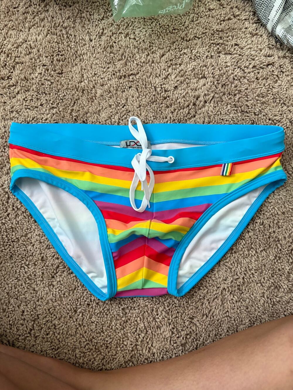 Men's Rainbow Speedo Bottom Swim Stripe Small